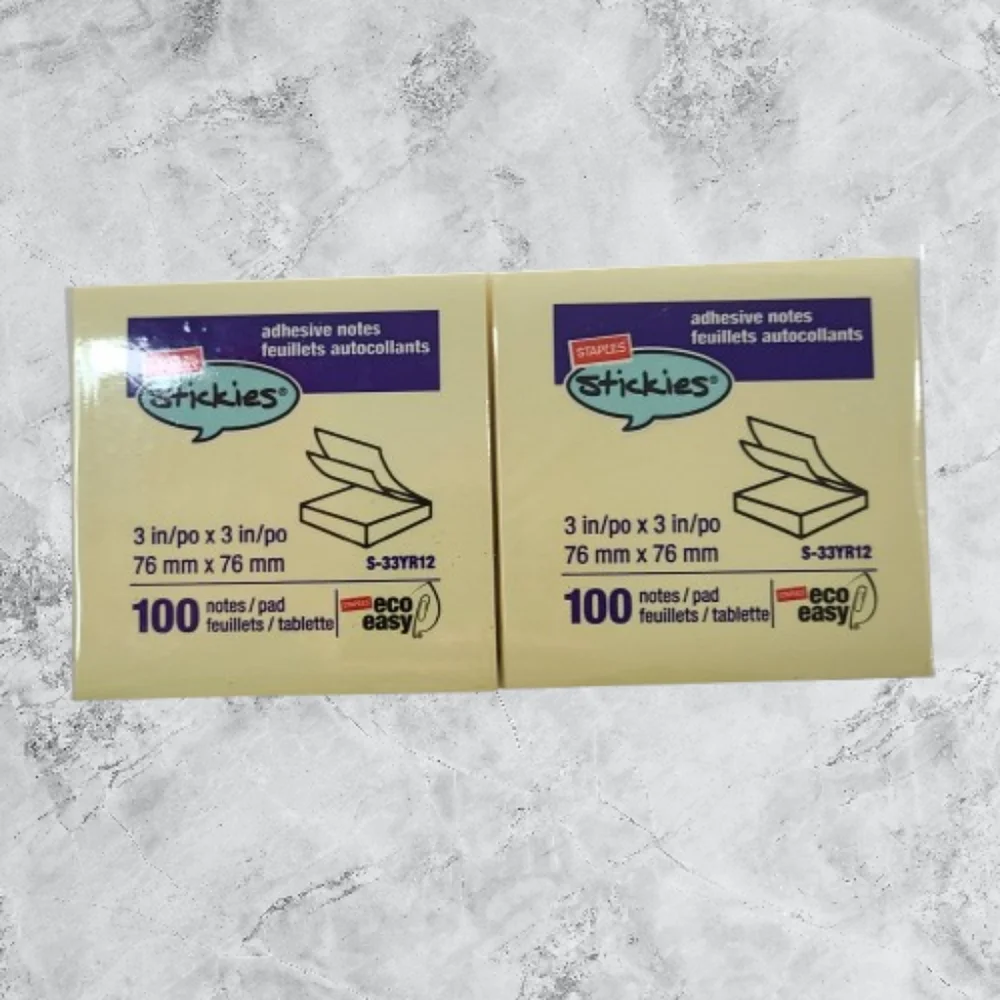 Staples Stickies Standard Adhesive Notes 3x3 Assorted 100SH/Pad, 12 Pads, 1 Pack